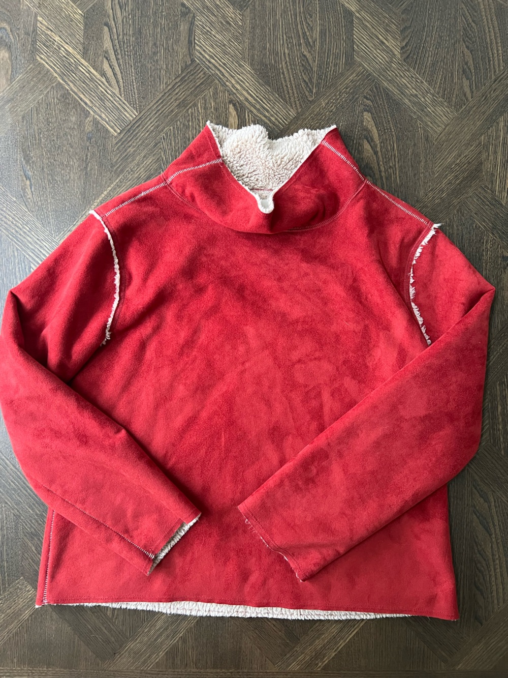 dylan Red Sherpa-Lined Pullover